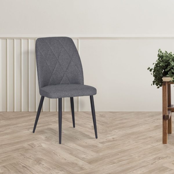 Sedia Vika in tessuto Nordic 15 grigio con piedini neri
