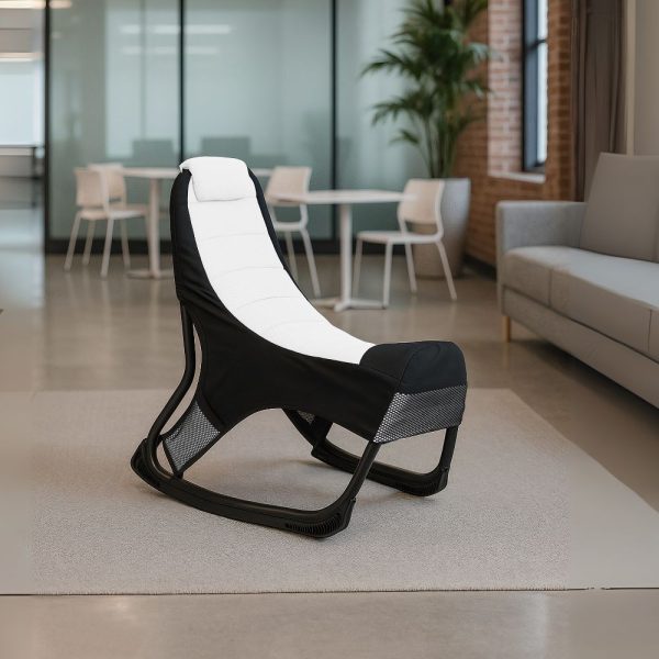 Sedia gaming Rocky con seduta imbottita in rete bicolore nero e bianco