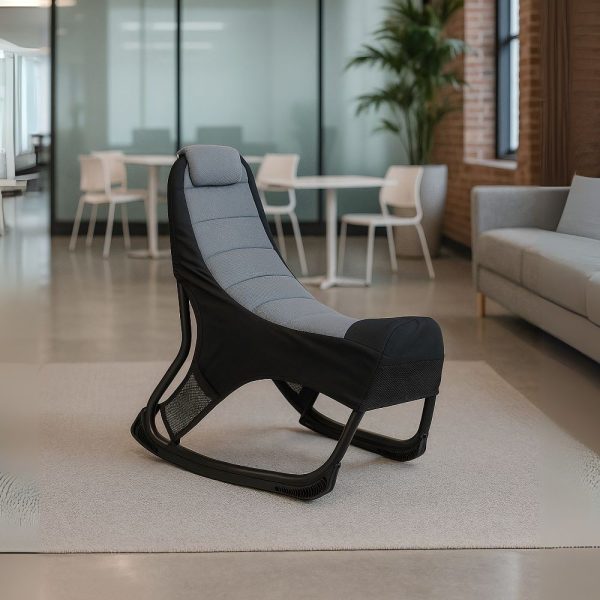 Sedia gaming Rocky con seduta imbottita in rete bicolore nero e grigio