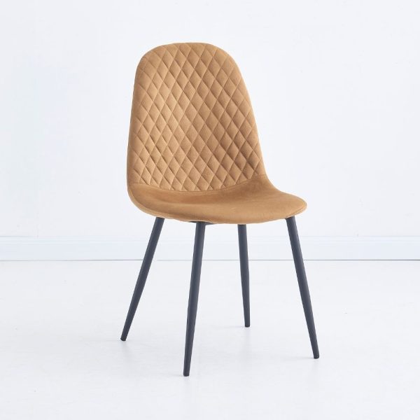 Sedia imbottita Bretta in vellutino colore mostarda e gambe nere