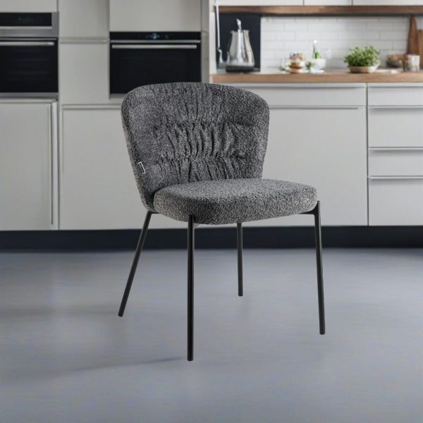 Sedia imbottita Cami in tessuto teddy grigio set 2 pezzi