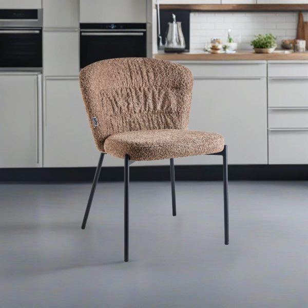 Sedia imbottita Cami in tessuto teddy tortora set 2 pezzi