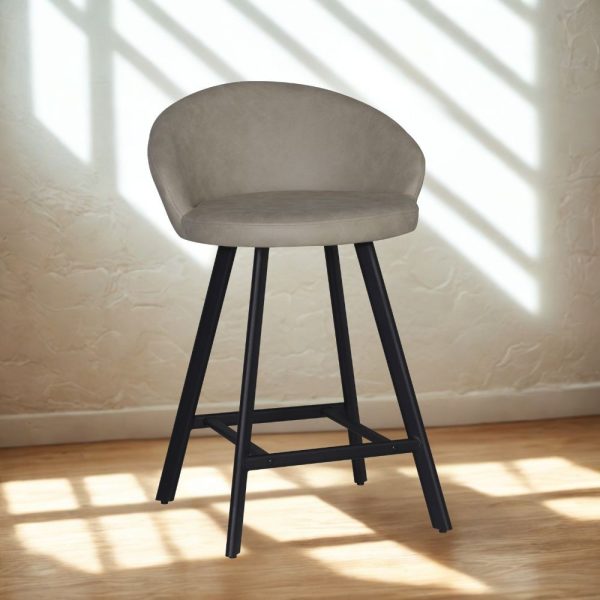 Sgabello Saki in nabuk Uras 02 tortora con gambe nere