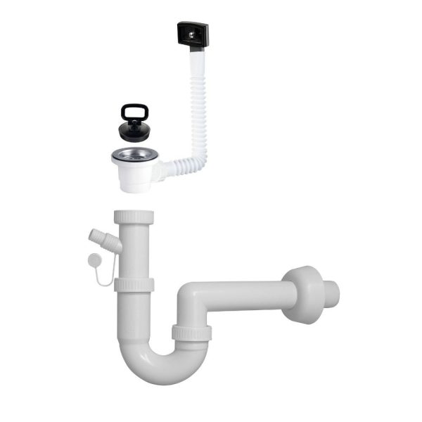 Sifone 1 via con attacco lavastoviglie e piletta 2''