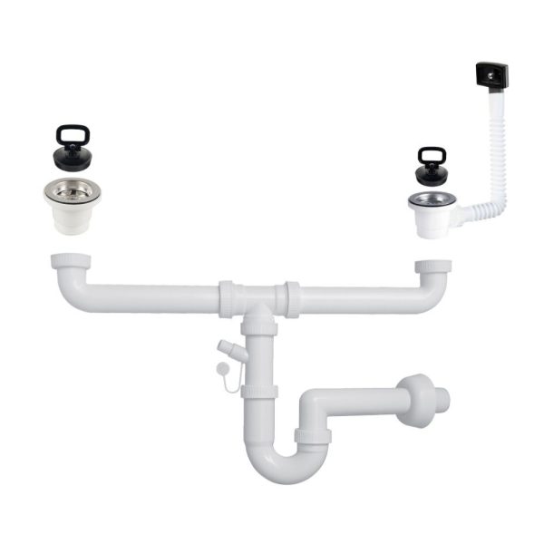 Sifone a 2 vie con attacco lavastoviglie con piletta 2''