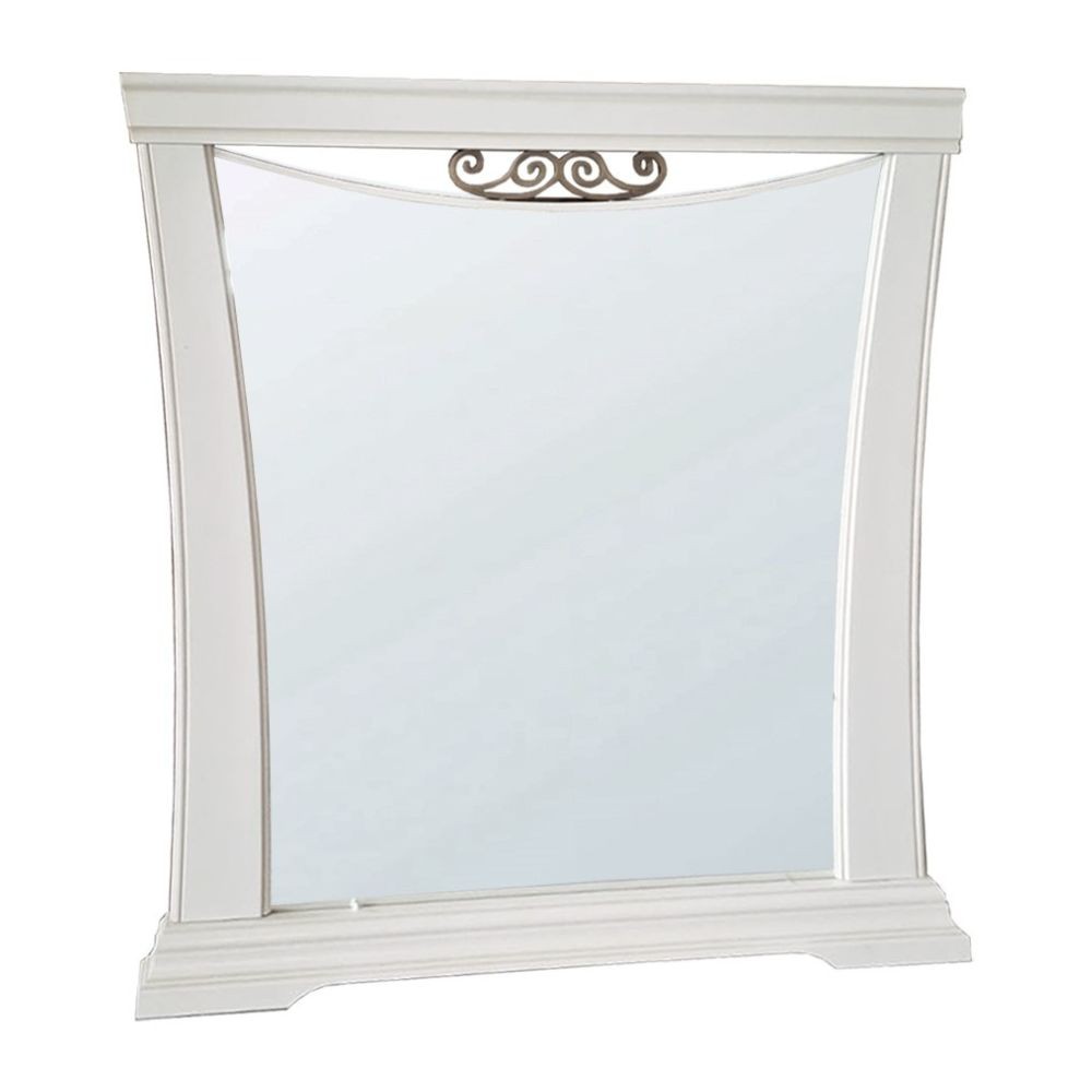 Specchiera Athena in legno con cornice curva colore avorio - immagine 2