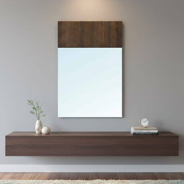 Specchiera Brown con dettaglio in legno L 70 x H 110 cm.