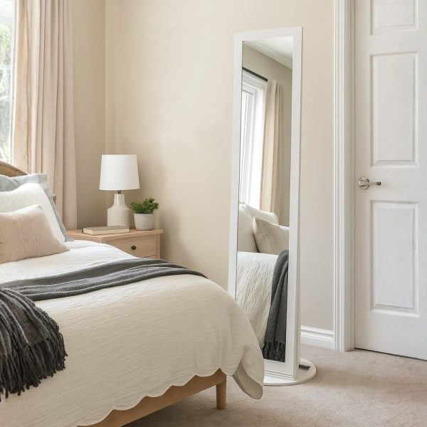 Specchiera Gulli con contenitore porta oggetti e ripiani posteriori con luce