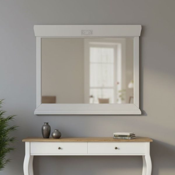Specchiera Venere con cornice in legno dritta colore avorio