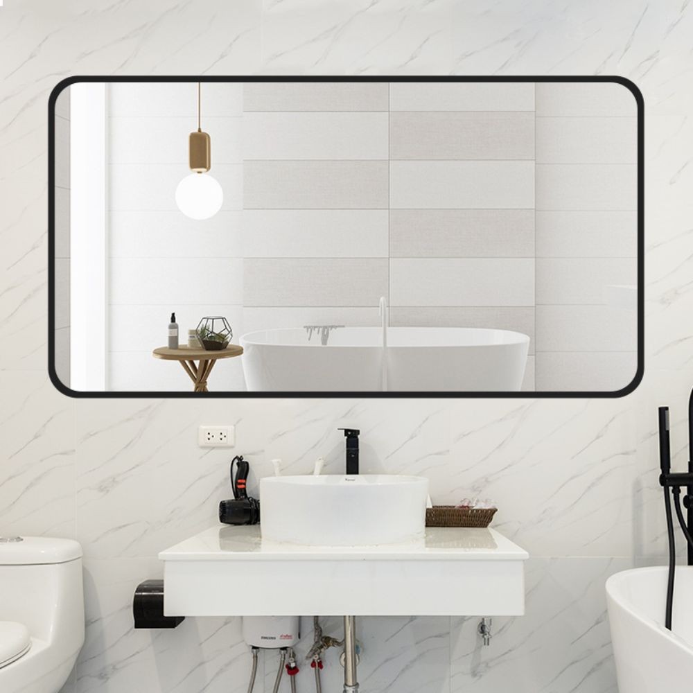 Specchio rettangolare YJ-12070 con cornice in alluminio colore nero 120x70 cm. - immagine 2