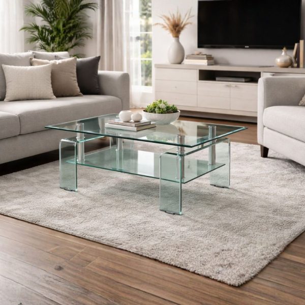 Tavolino Crystal in vetro temperato 100x60x39 cm.