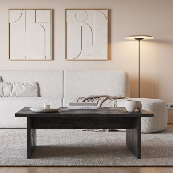 Tavolino rettangolare Loana colore nero 120x70x40 cm.