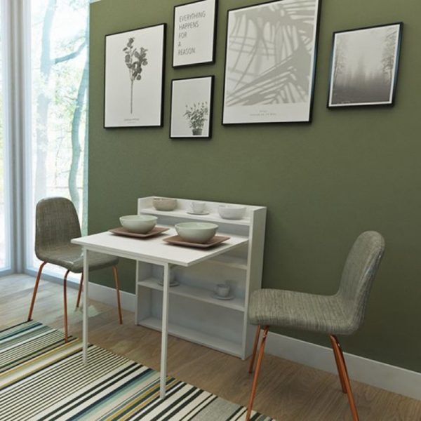 Tavolo a scomparsa Maso con mensole colore bianco