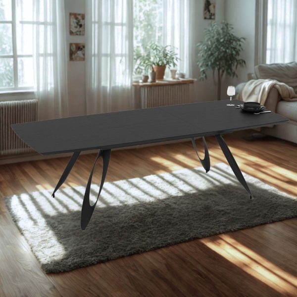 Tavolo allungabile Merkur con top e gambe colore nero