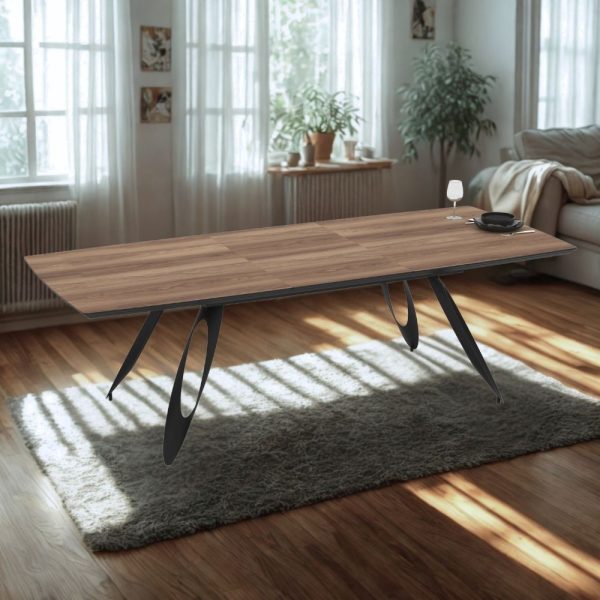 Tavolo allungabile Merkur con top rovere hazar frassinato e gambe colore nero