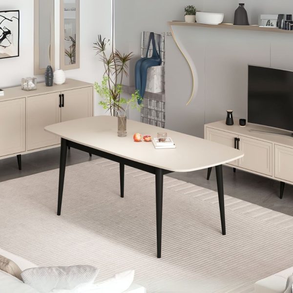 Tavolo allungabile Prime con top colore cashmere e gambe nere