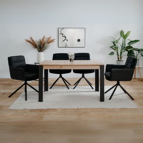 Tavolo allungabile Tolosa 80B colore rovere e gambe nere 150x75x80 cm.