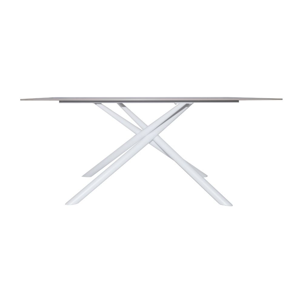 Tavolo fisso Corveo con piano colore travertino e struttura in metallo bianco - immagine 2