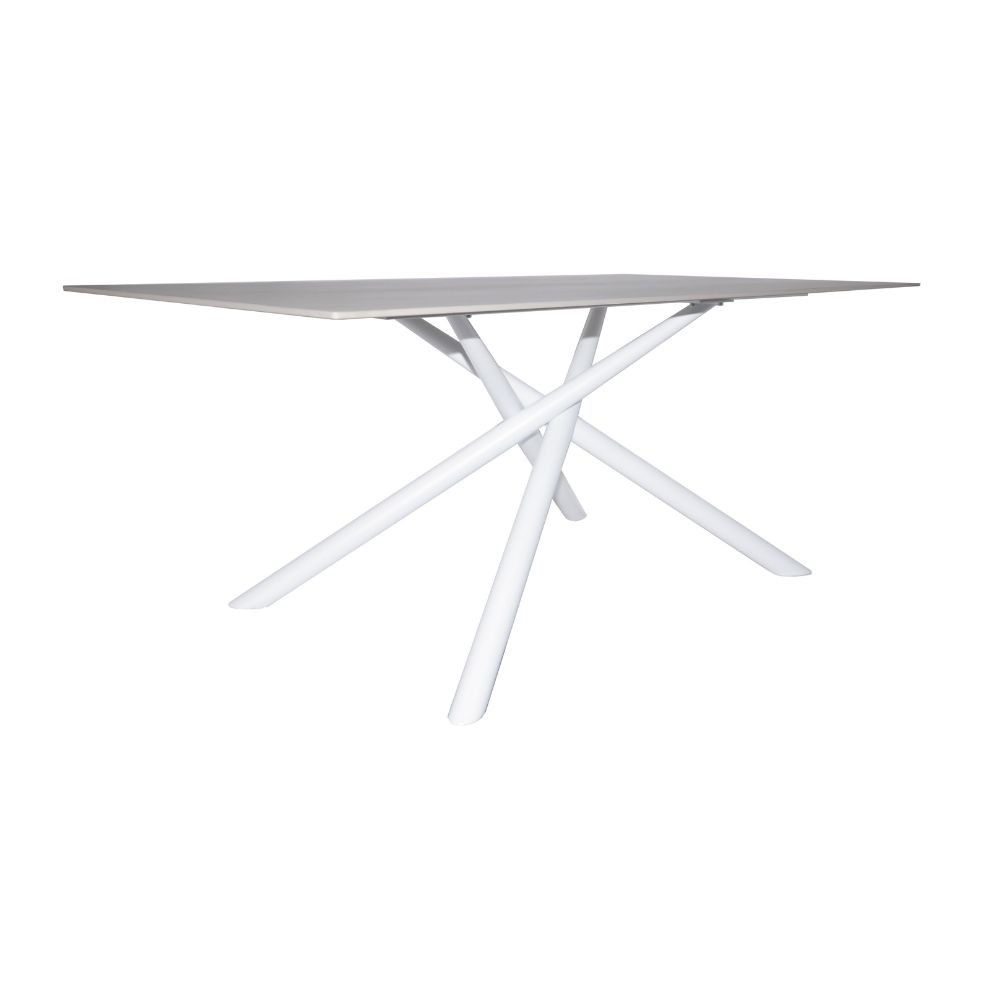 Tavolo fisso Corveo con piano colore travertino e struttura in metallo bianco - immagine 4