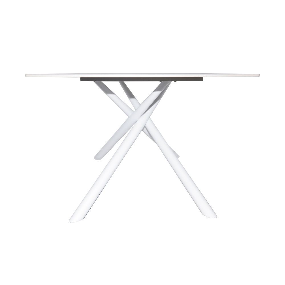 Tavolo fisso Corveo con piano colore travertino e struttura in metallo bianco - immagine 6