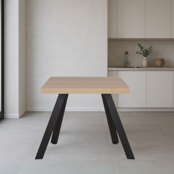 Tavolo fisso Marburg 80x80 con piano rovere e struttura in acciaio antracite