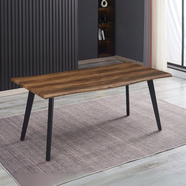 Tavolo fisso Regatta con piano noce e gambe in metallo nero
