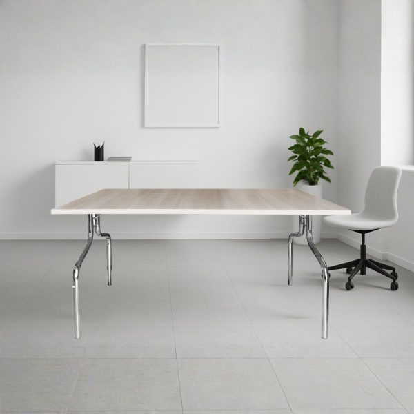 Tavolo pieghevole ESFB03 olmo con gambe in metallo cromo