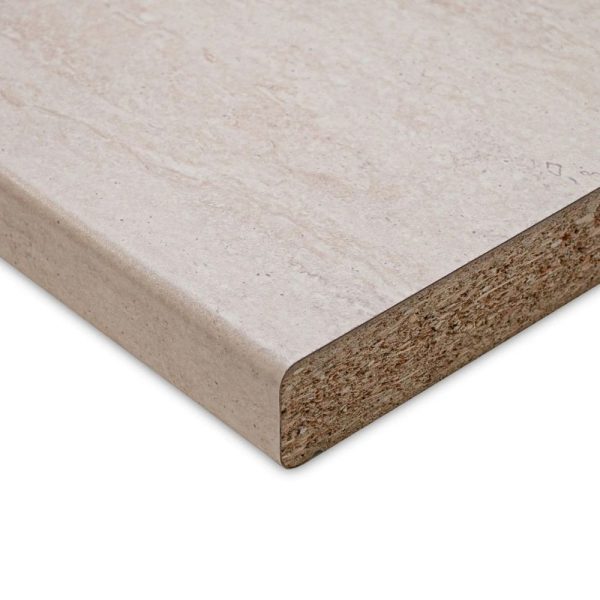 Top bordato per cucina forato verso sinistro travertino 180x60x3.8 cm